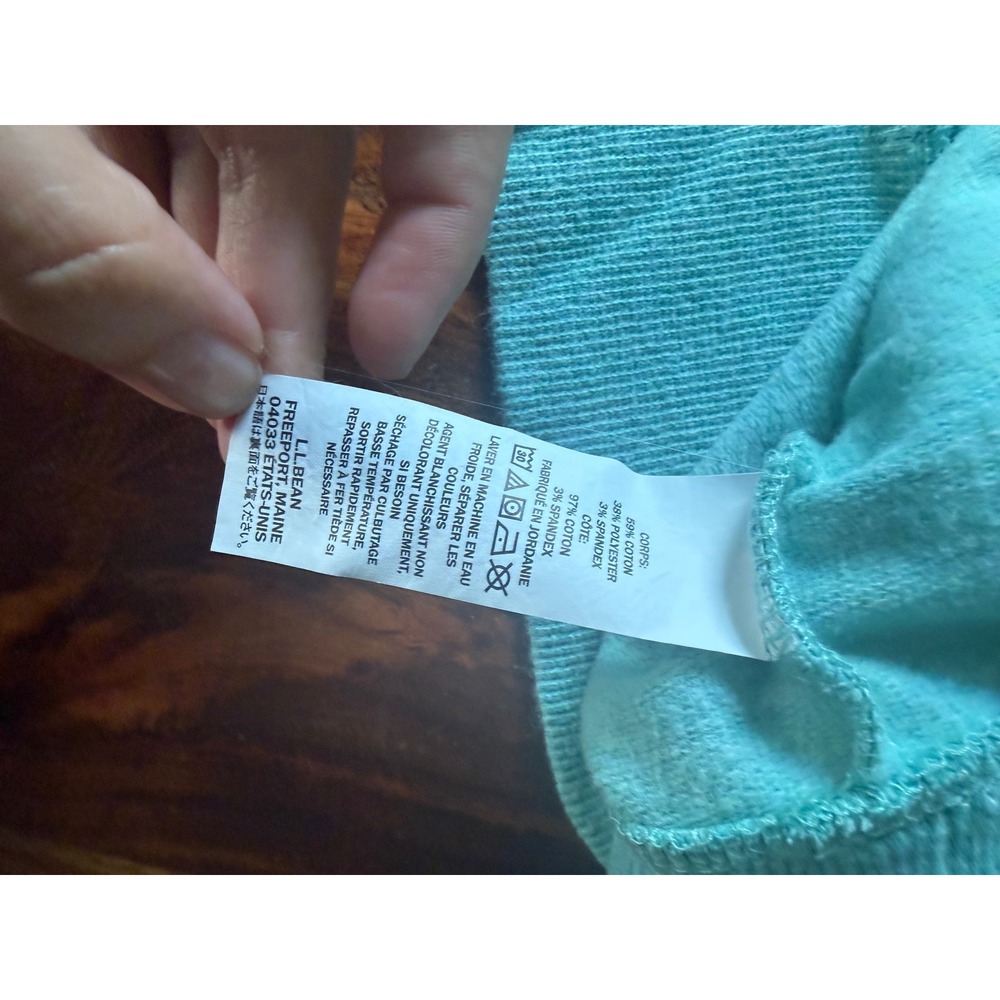 LL Bean Women XL Seafoam Green Cowl Neck Pullover Sweatshirt Thumbholes 290312 - Picture 10 of 13